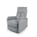 Sillón relax KASUMI manual, eléctrico o Power Lift, en gris claro, versión 1 motor, vista en tres cuartos