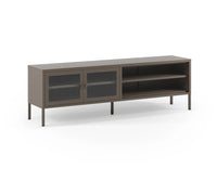 Mueble TV LUNA 160 cm con 2 puertas de cristal y 2 huecos