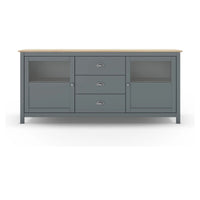 Aparador MUSGO de 180 cm con 2 puertas de cristal y 3 cajones