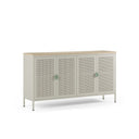 Aparador SAYLA de 160 cm con 4 puertas, en crema, vista en tres cuartos