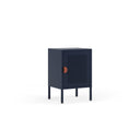 Mesita de noche SAYLA con 1 puerta, en azul oscuro, vista en tres cuartos