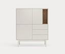 Mueble auxiliar alto CORVO de 100 cm con 3 puertas y 3 cajones, en crema – Teulat