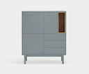 Mueble auxiliar alto CORVO de 100 cm con 3 puertas y 3 cajones, en perla – Teulat