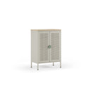 Mueble auxiliar SAYLA de 70 cm con 2 puertas, en crema, vista en tres cuartos