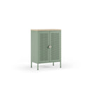 Mueble auxiliar SAYLA de 70 cm con 2 puertas, en verde menta, vista en tres cuartos
