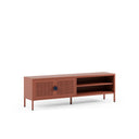 Mueble TV SAYLA de 160 cm con 2 puertas, en terracota, vista en tres cuartos