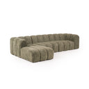 Sofá BRUMA de 3 plazas con chaiselongue, en verde oscuro, con la chaiselongue a la izquierda