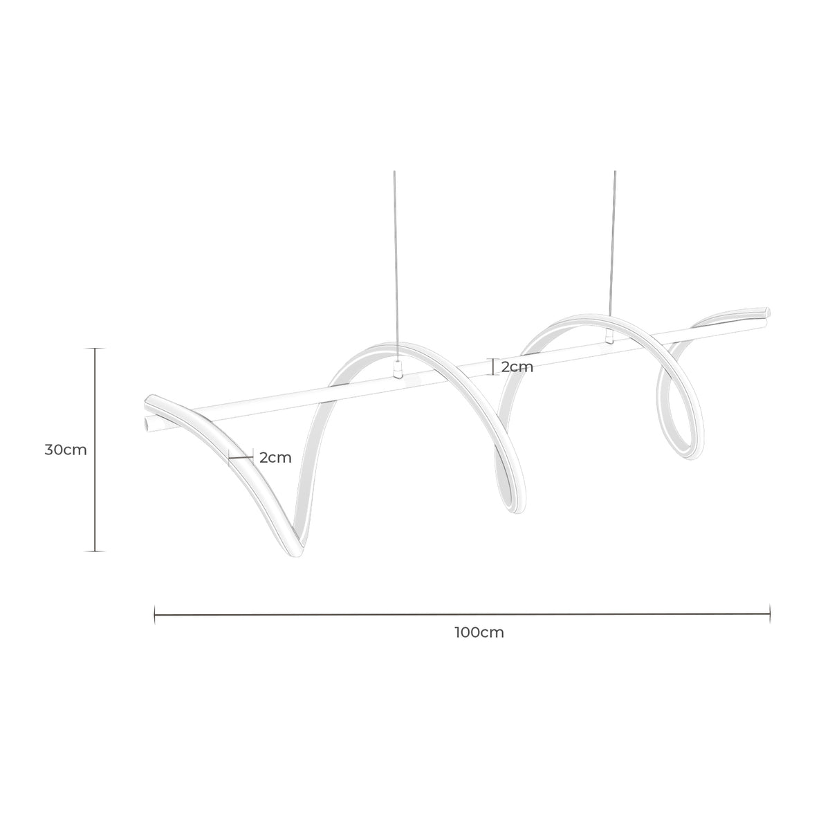 Croquis de medidas de Lámpara de Techo RUANES