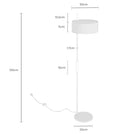 Lámpara de pie CANTORIA, croquis con las medidas: Ø 30 × 135 cm