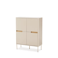 Aparador alto Bergen beige de 130 cm con 4 puertas