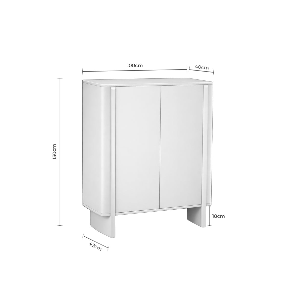 Croquis de medidas de Aparador alto SIDNEY de 100 cm con 2 puertas