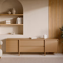 Mueble TV PACIFIC de 200 cm con puertas y cajones, visto de cerca en el salón