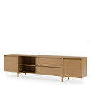 Mueble TV PACIFIC de 240 cm con puertas y cajones, visto en tres cuartos