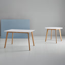 Mesa MONNA 100 Redonda Fija Blanco/Roble | MB Mobles