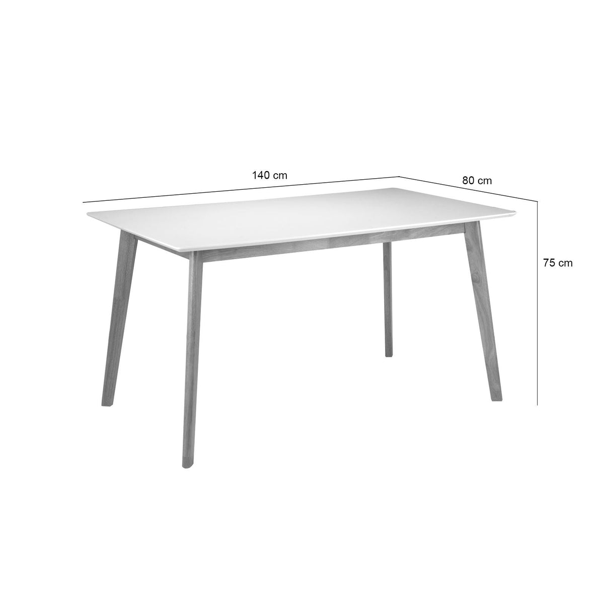 Croquis de medidas de Mesa MARIE 140 Fija Blanco/Roble