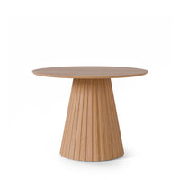 Mesa NAYLA Redonda Roble con Base Acanalada