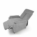 Sillón relax KASUMI manual, eléctrico o Power Lift, en gris claro, reclinado con el reposapiés subido