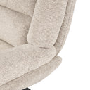Butaca giratoria INDIANA con reposapiés y base de disco, en beige, detalle del tapizado