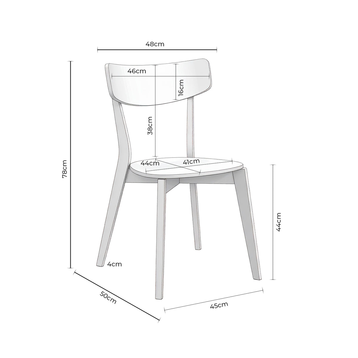 Medidas de Silla AVA Blanco