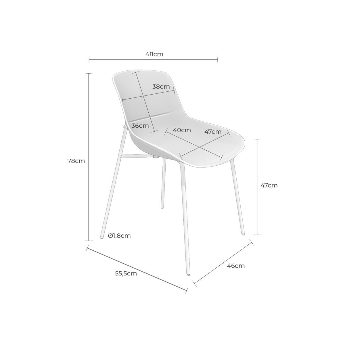 Medidas de Silla DILETTA