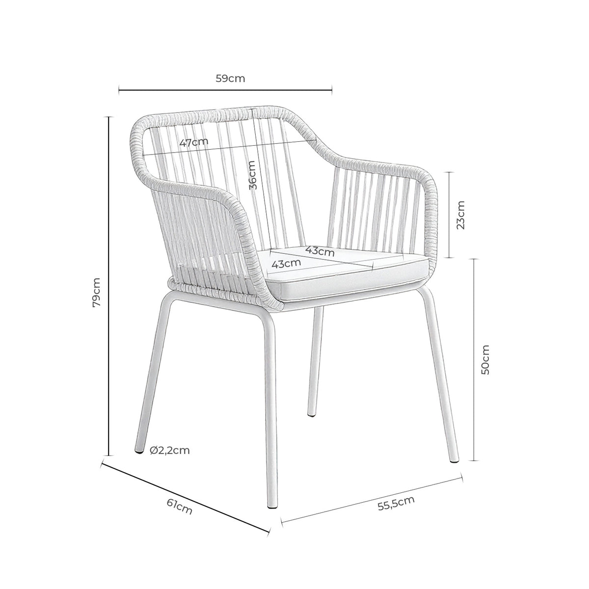 Medidas de Silla PENNY Exterior