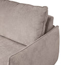 Sofá cama KEIKO, en taupe, detalle del brazo y el cojín de respaldo