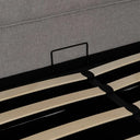 Detalle del acabado de la cama canapé OLMO en gris