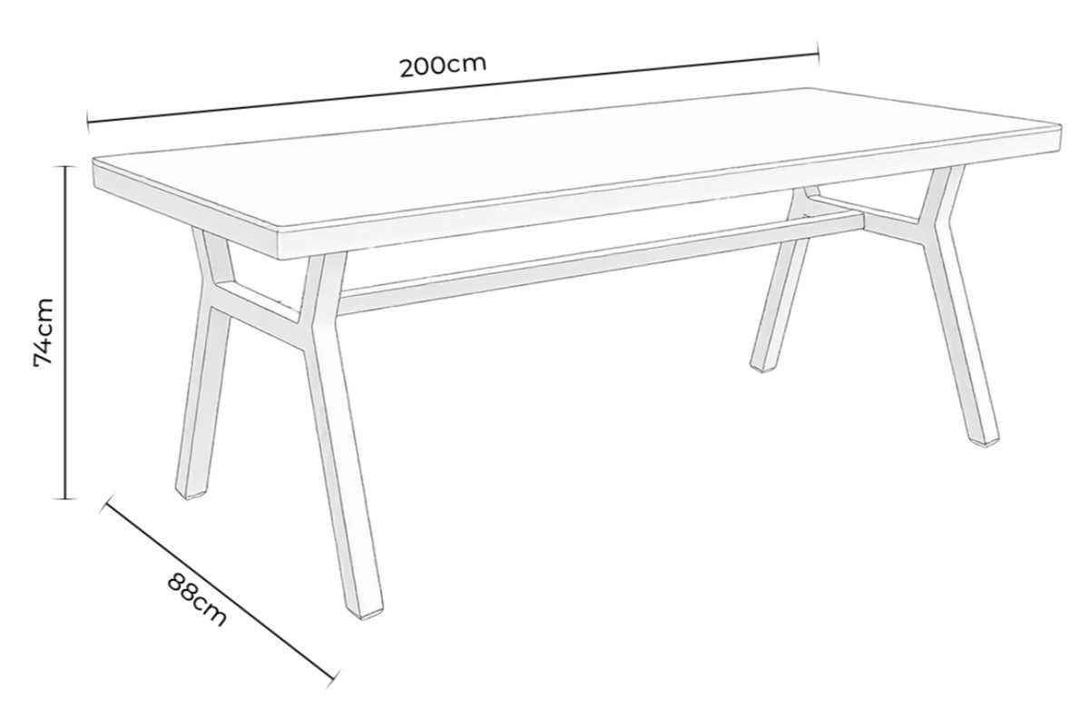 Medidas de Mesa GEORGIA Exterior 200