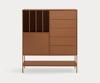 Mueble auxiliar alto PLATT de 120 cm con 1 puerta y 5 cajones – Teulat