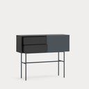 Consola NUBE de 110 cm con 1 puerta corredera y 2 cajones, en negro y gris antracita – Teulat