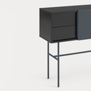 Consola NUBE de 110 cm con 1 puerta corredera y 2 cajones, en negro y gris antracita – Teulat