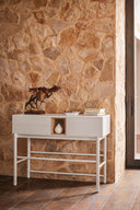 Consola CORVO de 120 cm con 1 puerta y 2 cajones, en crema – Teulat