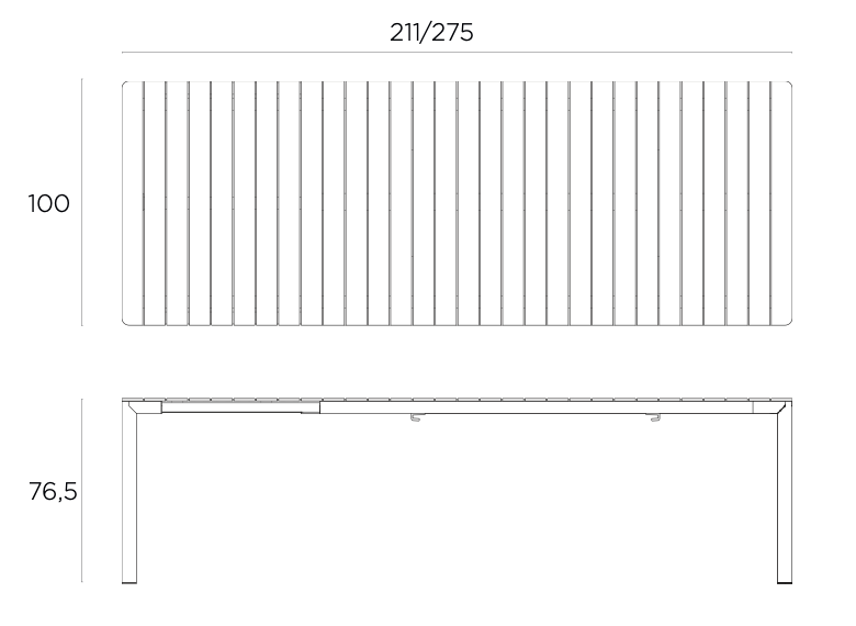 Medidas de Mesa Tevere 210 Extensible