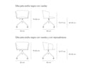 Croquis de medidas — Silla de escritorio ADD: 59 × 55 cm (62 con reposabrazos) y de 75 a 82 cm de alto, asiento de 45 a 52 cm