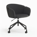 Silla de escritorio ADD con ruedas, con reposabrazos, en polipiel negro, vista en tres cuartos – Teulat