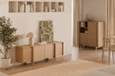 Aparador alto PACIFIC de 120 cm con 3 puertas, en un salón