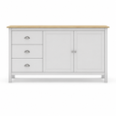 Aparador MUSGO de 150 cm con 2 puertas y 3 cajones, en blanco, vista frontal
