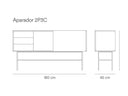 Croquis de medidas — Aparador 2P3C NUBE: 180 cm de ancho × 45 cm de fondo × 91 cm de alto