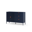 Aparador SAYLA de 140 cm con 2 puertas y 3 cajones, en azul oscuro, vista lateral