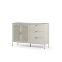 Aparador SAYLA de 140 cm con 2 puertas y 3 cajones, en crema, vista lateral