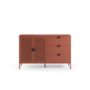 Aparador SAYLA de 140 cm con 2 puertas y 3 cajones, en terracota, vista de frente