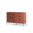 Aparador SAYLA de 140 cm con 2 puertas y 3 cajones, en terracota, vista lateral