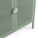 Aparador SAYLA de 160 cm con 4 puertas, en verde menta, detalle de la puerta y el tirador