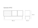 Croquis de medidas — Aparador 2P3C YOKO: 180 cm de ancho × 45 cm de fondo × 81 cm de alto