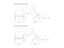 Croquis de medidas — Butaca DINS de respaldo alto: 78 × 80 × 116 cm con patas de metal y 80 × 80 × 116 cm con patas de haya, asiento a 43 cm