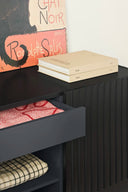 Cómoda DORIC de 100 cm con 2 puertas y 2 cajones, en negro y gris antracita – Teulat