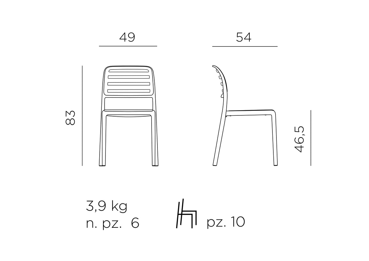 Medidas de Silla Costa Bistrot