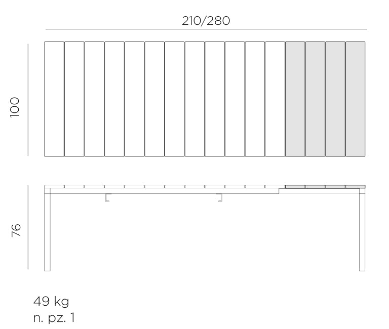 Medidas de Mesa Rio 210 Extensible