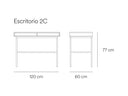 Croquis de medidas — Escritorio Sierra: 120 cm de ancho × 60 cm de fondo × 77 cm de alto