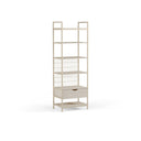 Estantería AMARA de 60 cm con cajón, en crema, vista en tres cuartos